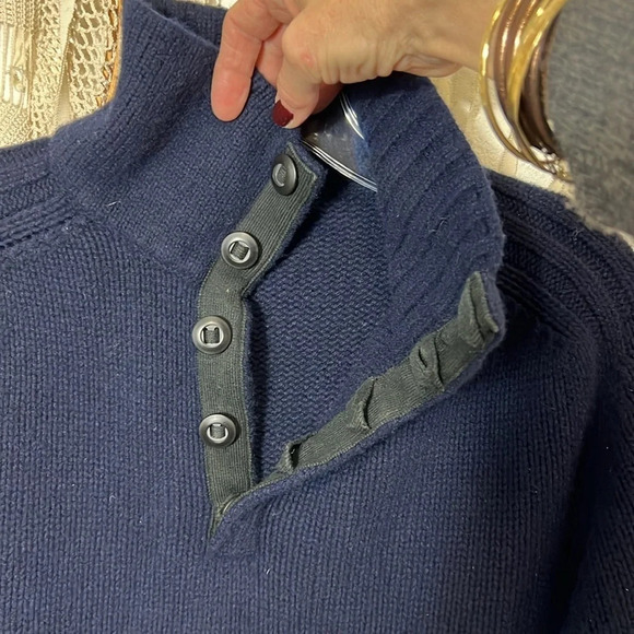 Men’s J. Crew Navy Lambswool hatter Button Pullover Sweater XL - Picture 5 of 7